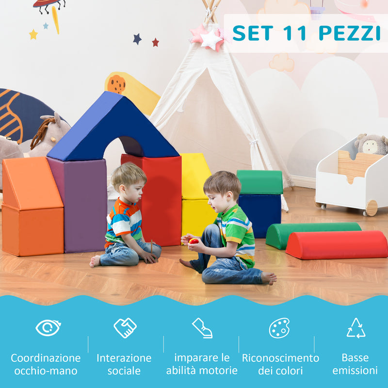 Set 11 Costruzioni Morbide per Bambini da 1-3 Anni in PU e EPE Multicolore   
