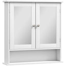 Armadietto Pensile da Bagno 56x13x58 cm con 2 Ante a Specchio e Ripiano Aperto Bianco      