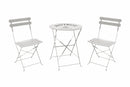 Set da Giardino Pieghevole in Ferro con Tavolo e 2 Sedie Soriani Bistrot Bianco