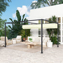 Pergola da Esterno 4x3 m con Tettuccio Retrattile in Metallo e Poliestere Crema      