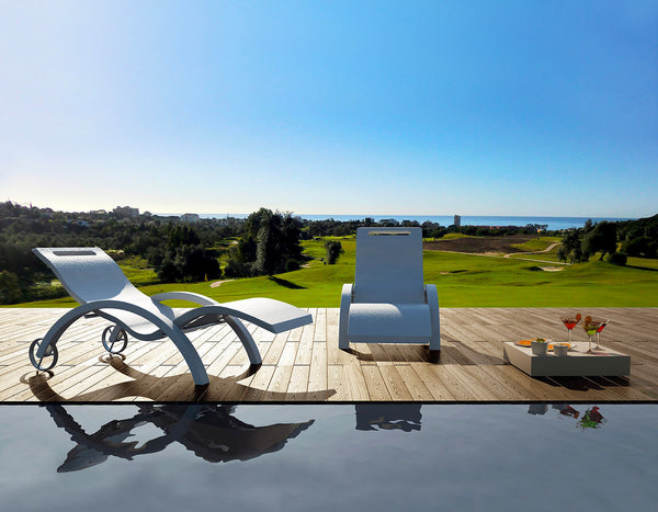 Lettino Chaise Longue da Esterno Giardino Inclinabile con Ruote Arkema Serendipity Bianca sconto