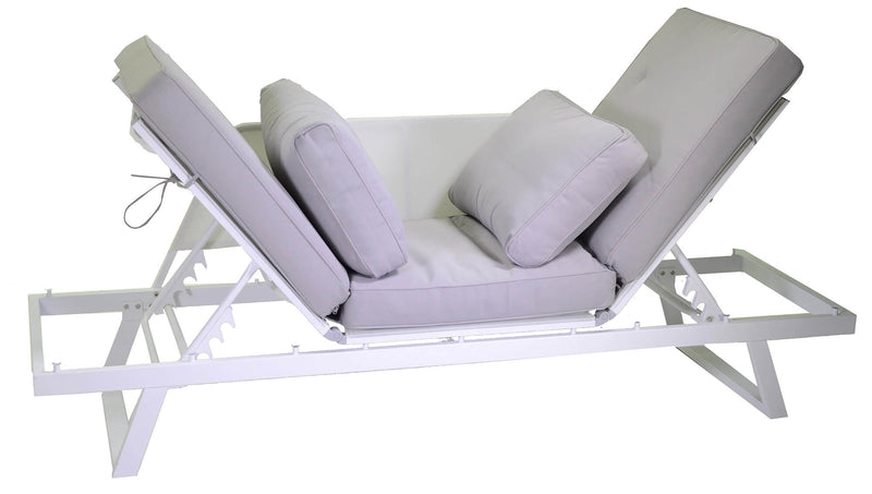 Divano 3 Posti 199,5x77x65,5 cm in Alluminio con Cuscini Grigi