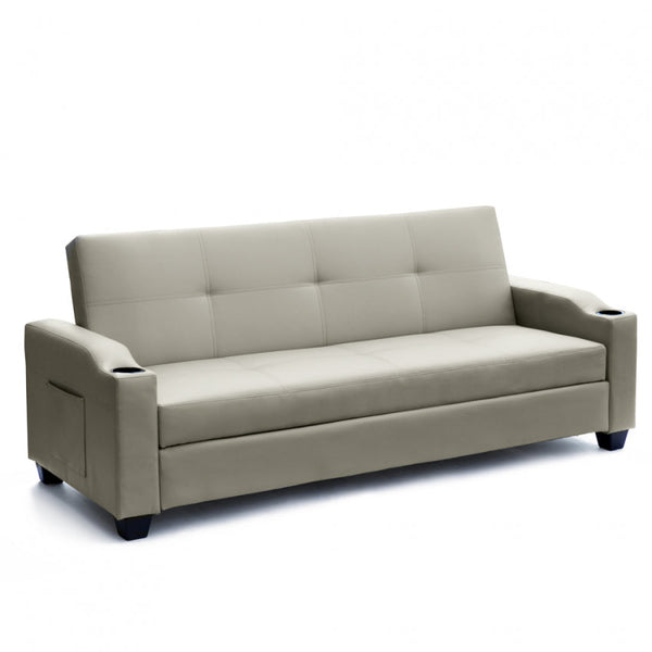 sconto Schlafsofa 205 x 84 x 89 cm aus beigem Kunstleder