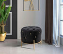Puff Diamond Glam Nero Ø45x40 cm in Ferro e MDF e Spugna e Poliestere Nero e Oro