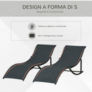 Set 2 Lettini Prendisole Pieghevoli 61x165x63 cm in Alluminio e Textilene Nero