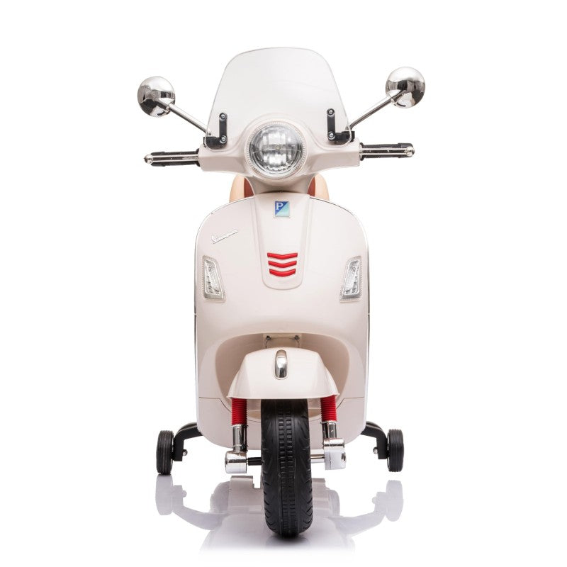 Moto Elettrica per Bambini Piaggio Vespa GTS SUPER 12V Full Optional con Bauletto Bianco 