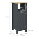 Mobile Bagno Salvaspazio 1 Anta 1 Ripiano 32x30x80 cm in Legno Truciolare e MFD Grigio