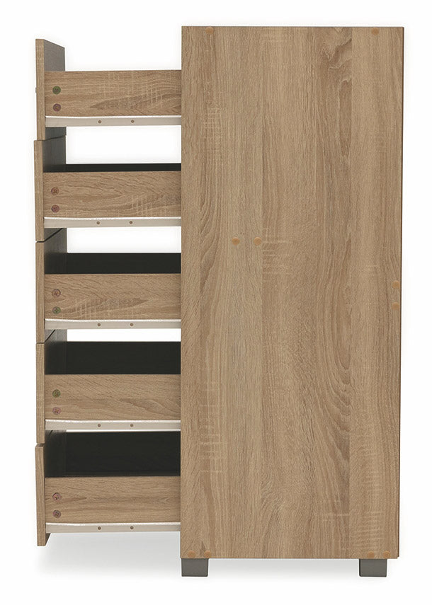 Cassettiera 5 Cassetti 68x40x101 cm in MDF Soriani Rovere