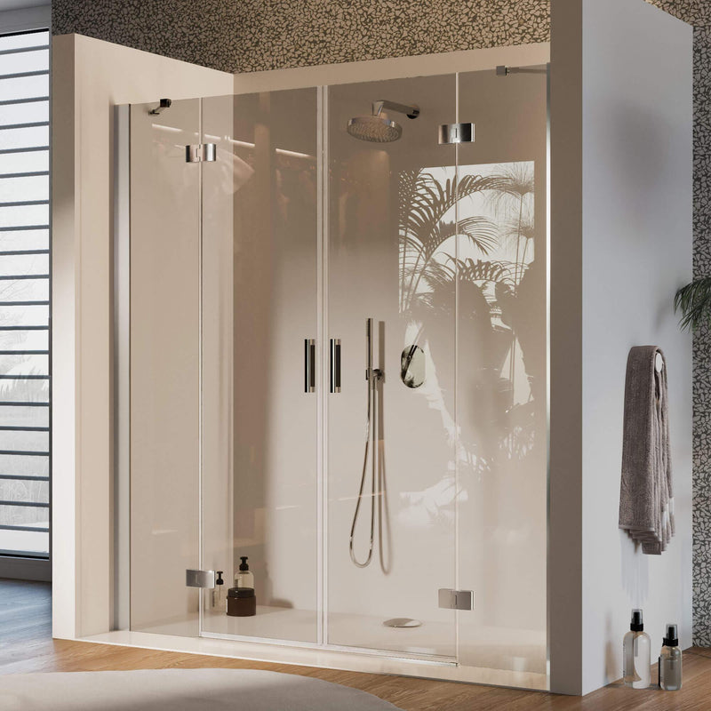 Porta Doccia 2 Ante Battenti in Cristallo Trasparente 6mm H190 Fosterberg Herning Varie Misure