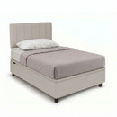 Letto 1 Piazza e Mezza Contenitore Imbottito Similpelle Tortora Boxmax Testata Vertical Varie Misure