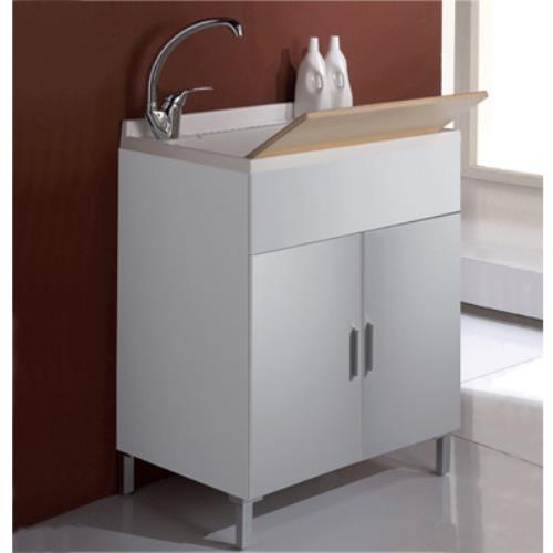 Mobile Bagno Lavatoio in Legno 60X50 Cm con Vasca in Resina