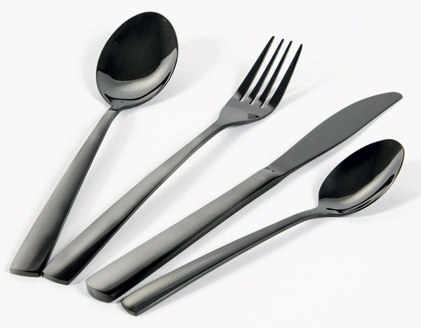 sconto Villa d'Este Home Tivoli Modern Black Besteckservice 24-teilig aus Stahl