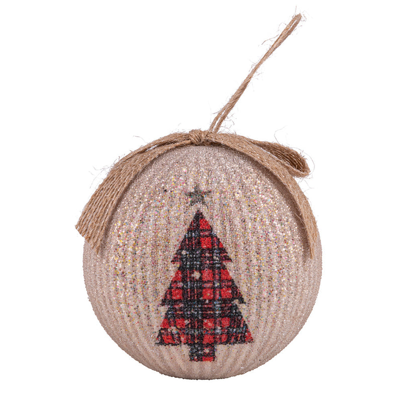 Set 14 Palle di Natale Ø7,5 cm in Polyfoam con Box Rosso, Beige e Oro