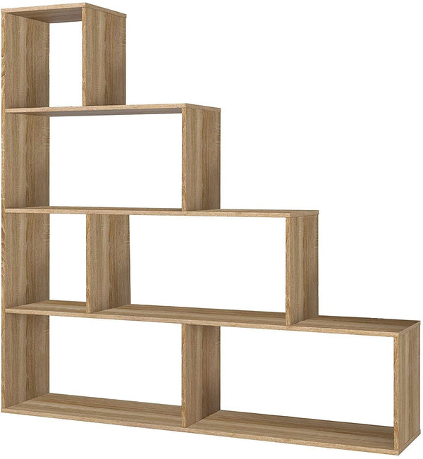 Bücherregal 145 x 29 x 145 cm in 9 Eichen-Melaminböden sconto