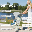 Triciclo per Bambini 5 in 1 96,5x49x101 cm con Maniglione e Cinture di Sicurezza Bianco Crema   