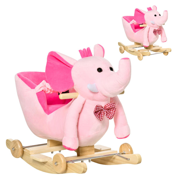 online Cavallo a Dondolo per Bambini in Legno e Peluche Elefante Rosa
