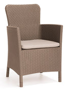 Set Tavolino e 2 Poltrone da Giardino Effetto Rattan Keter Salvador Balcony Cappuccino