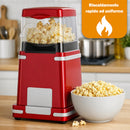 Macchina per Popcorn ad Aria Calda Potenza 1200W Pronti in 3 Minuti Salvaspazio Rosso      
