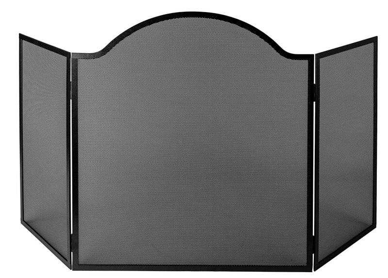 Parascintille per Stufa a 3 Ante 32+66+32x80 cm in Ferro Verniciato Grigio Martellato