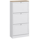 Scarpiera Salvaspazio a 3 Cassetti per 18 Paia di Scarpe 60x23.5x115 cm Ripiani Regolabili in Legno Bianco  