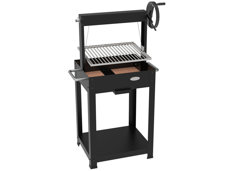Barbecue a Legna e Carbone 55x46x121 cm BBQ Argentino in Acciaio Duramax Nero