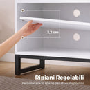 Mobile Porta TV fino a 55 Pollici 140x36,5x50 cm con Ripiani Regolabili e Armadietto in Legno Bianco      