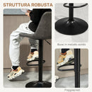 Set 2 Sgabelli da Bar Moderni 43x46,5x89-110A cm con Schienale e Poggiapiedi in Microfibra Grigio      