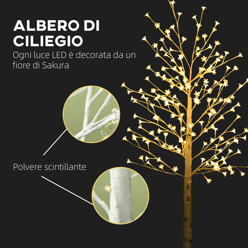 Albero di Natale 180 cm con 180 Luci LED 3 Livelli di Luminosità per Interni ed Esterni Bianco      