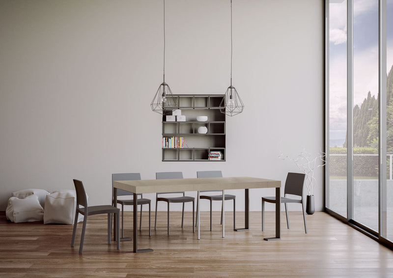 Consolle Allungabile 90-300x40x77 cm Tecno Premium Cashmere Telaio Antracite 