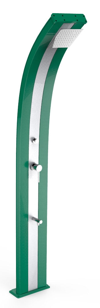 Doccia Solare da Giardino 40L Miscelatore Temporizzato e Lavapiedi Arkema Dada Fascia Inox Verde online