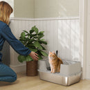 Lettiera per Gatti XL in Acciaio Inox con Paletta Lati Alti Antiperdita Antiodore Fino a 7 kg Grigio      