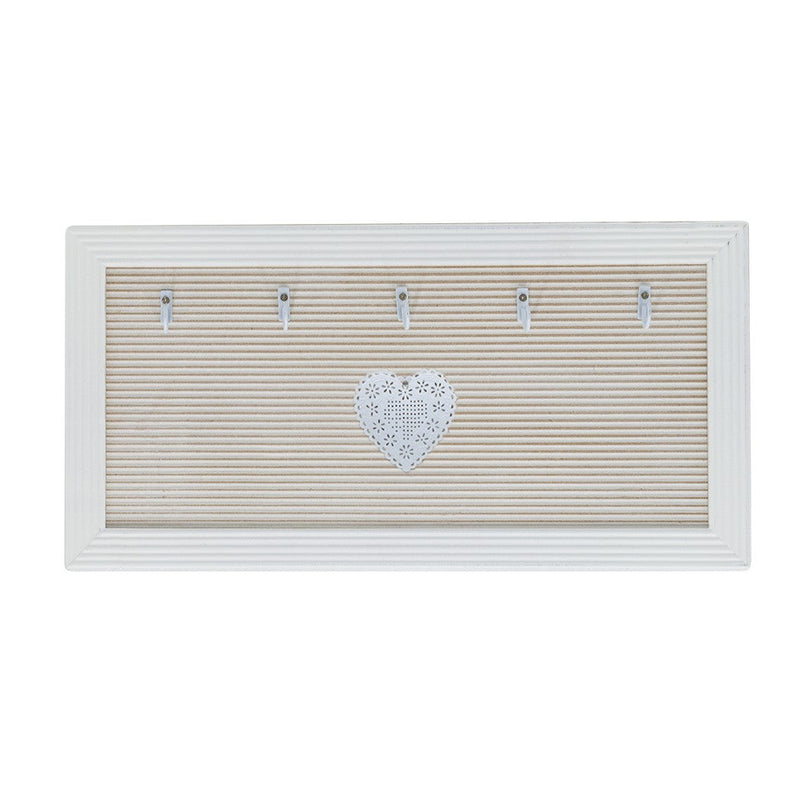 Porta chiavi in legno con 5 ganci stile shabby con cuore centrale