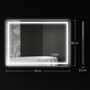 Specchio Bagno da Parete LED Antiappannamento 50x70 cm Speaker Bluetooth e Pulsanti Touch in Vetro Temperato  