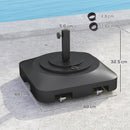 Base per Ombrellone 48x48x32,5 cm a Rotelle e Riempibile con Acqua o Sabbia in HDPE Nero      