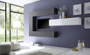 Parete Attrezzata Mobili Soggiorno 4 Mobili Sospesi in Melamina 28,7x31x139cm TFT Cube Bianco e Grigio