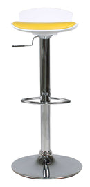 Sgabello con Alzata a Gas e Seduta Girevole in Polipropilene e Similpelle Vandi Bianco e Giallo