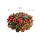 Set 2 Porta Candela con Sfere Decorative e Bacche Ø22 cm Rosso