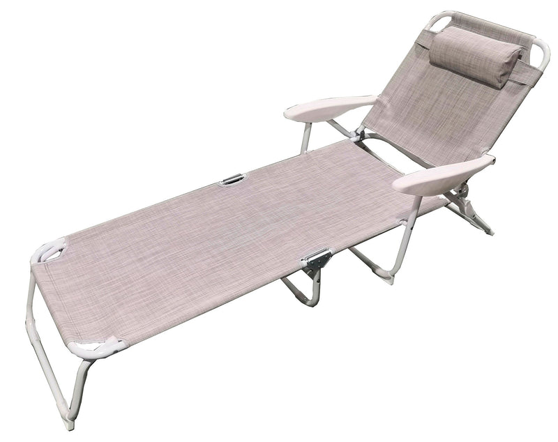 Set 2 Lettini Prendisole da Giardino Pieghevole in Acciaio e Tessuto Oxford  Grigio Melange