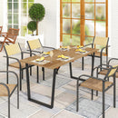 Tavolo da Giardino Rettangolare a 6 Posti 175x80x75 cm con Foro per Ombrellone in Legno e Acciaio   