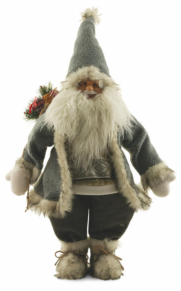 online Weihnachtsmannpuppe aus grauem Kleiderstoff H80 cm Soriani
