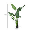 Set 2 Piante Artificiali Palma del Viaggiatore da Interno e Esterno H150 cm con Vaso Verde