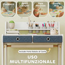 Set Scrivania 62,8x55,6x73,8 cm e Sedia per Bambini con Ripiano Portabicchieri e Cassetti in MDF Bianco      