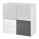 Armadietto Multiuso 2 Cassetti 3 Ante 80x38x80 cm in MDF  Grigio e Bianco