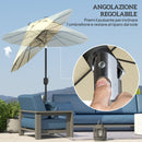 Ombrellone Doppio 295x150x219 cm con Luci LED e Base a Croce Bianco Crema   