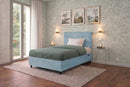 Letto Singolo Contenitore Imbottito Microfibra Azzurro BoxMax Testata Square Varie Misure