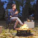 Sedia da Campeggio Pieghevole con Tasca e Portabicchieri Blu    