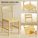 Set di 2 Sedie da Pranzo 42x45x80 cm con Schienale Curvo e Seduta a Doghe in Bambù Colore Naturale      