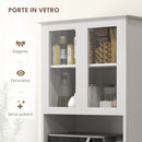 Dispensa Cucina Alta con Armadietto a 2 Livelli e 3 Cassetti 68x38x172 cm in MDF Bianco