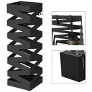 Portaombrelli 49x15,5 cm in Metallo Nero Quadrato con Ganci