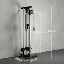 Lat Machine da Parete 62x60x200 cm con Pulegge Regolabili Stazione a Cavi con Pulldown e Carico Pesi Regolabile in Acciaio Nero      